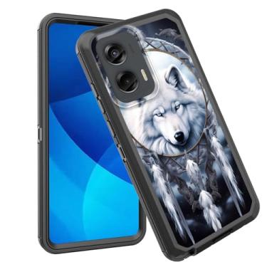 Imagem de GFEWYTJYJ Capa para Moto G Stylus 5G 2024, proteção total de 3 camadas à prova de choque, resistente, resistente, de alto impacto, capa rígida para Motorola Moto G Stylus 5G 2024, Dreamcatcher Wolf