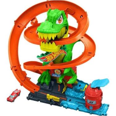 Imagem de Pista Hot Wheels Brinquedo T-Rex X Quartel de Bombeiros Mattel - JBM73