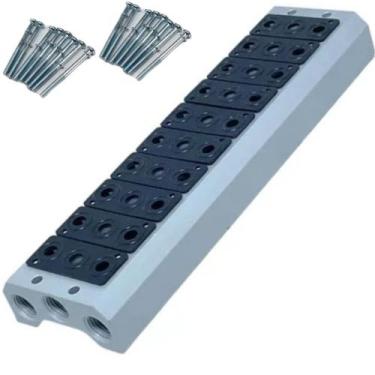 Imagem de Bloco Manifold Rosca 1/4 Para Válvulas Solenoide 8 Estações - AKME