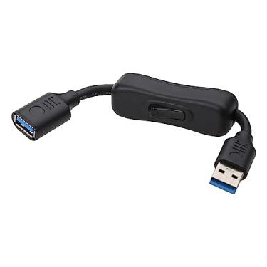 Imagem de Cabo de extensão USB 3.0 com interruptor USB macho para fêmea cabo extensor linha de sincronização de dados para ventilador USB lâmpada de mesa LED macho para fêmea cabo extensor para ventilador
