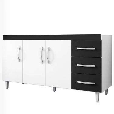 Imagem de Balcão Pia 3 Portas 3 Gavetas 160 Cm D'w Preto