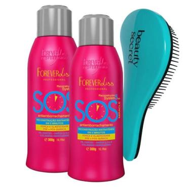 Imagem de Kit Reconstrutor Forever Liss SOS 300ml 2 Uni + Escova BYS