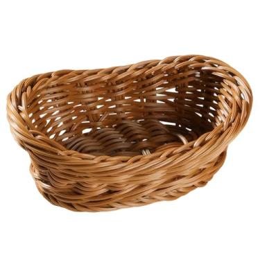 Imagem de Cesta de tecido, cestas de tecido para armazenamento, cesta oval de 19 x 13 x 7 cm, cesta oval de pão para frutas, pão, doces