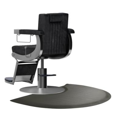 Imagem de Tapete de salão 90,88 cm x 70,88 cm Tapete de cadeira de barbearia Antifadiga - Tapetes de salão semicirculares pretos para cabeleireiros - Tapete confortável de escritório de 1,27 cm de espessura
