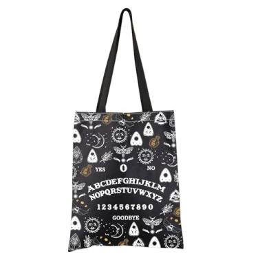 Imagem de FEELMEM Ouija Gamer Gift Spirit Ouija Board Tote Bag Witchy Gifts Witchy Lovers Witchcraft Lovers Shoulder Work Bag, Preto, One Size