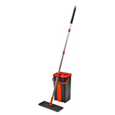 Imagem de Mop Lava e Seca com Balde 5L, Sistema Duplo de Lavagem e Secagem, Cabo Telescópico 120cm, Preto e Vermelho