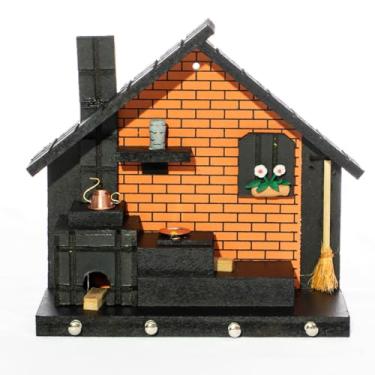 Imagem de Porta Chaves de Parede Casinha Mineira Artesanal G Laranja