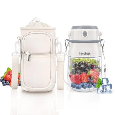 Imagem de Liquidificador portátil, espremedor pessoal para shakes e vitaminas - Garrafa agitadora elétrica de proteína de 765 ml com capa isolada, tampa de viagem, recarregável via USB-C - Mini copo