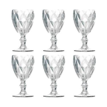 Imagem de Kit 6 Taças De Vidro Para água Diamante Transparente Emcasatem 340ml