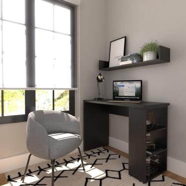 Imagem de Conjunto De Mesa Com Prateleiras Para Escritório Ou Home Office 110 Cm De Largura Preto