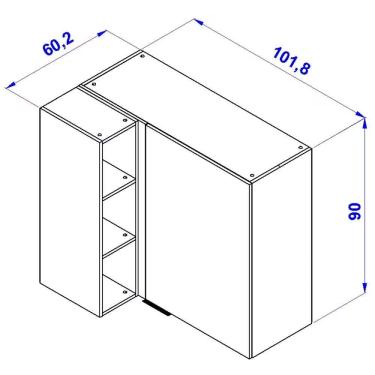 Imagem de Armário Aéreo De Canto Bartira Cristal Mdp 15mm Com 1 Porta Lâmina Mel