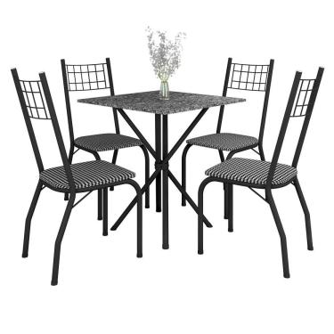 Imagem de O Conjunto De Mesa Quadrada Brisa Com 4 Cadeiras Estofadas Preto