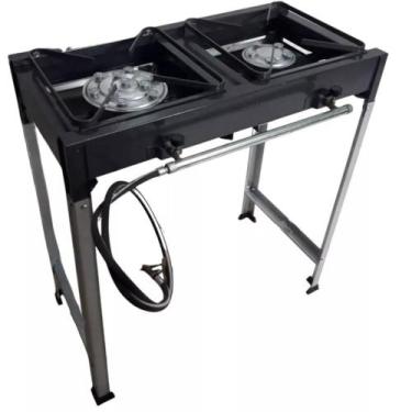 Imagem de Fogão Semi Industrial De Alta Pressão 2 Bocas A Gás Completo Com Mangu