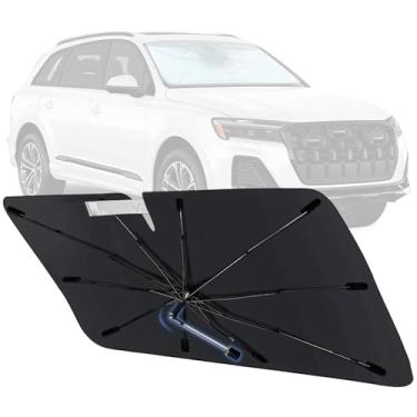Imagem de Guarda-sol de para-brisa para Audi Q7 2016-2025, para-sol dobrável para janelas dianteiras com eixo rotativo de 360°, protetor de viseira de sol Q7 de ajuste personalizado para bloqueio de UV e