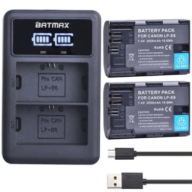 Imagem de Kit 2 Bateria Batmax Lp-e6 Com Carregador Duplo