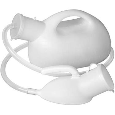 Imagem de Urinal masculino com copo de urina portátil portátil de 2000 ml, grande capacidade à prova de vazamento, urinol masculino para idosos, camas de hospital, cadeira de rodas, Branco