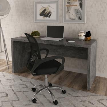 Imagem de Mesa Para Escritório 163cm Me4109 Com Cadeira Diretor Tela Mesh Tok 3310 Mármore Lunar/preto