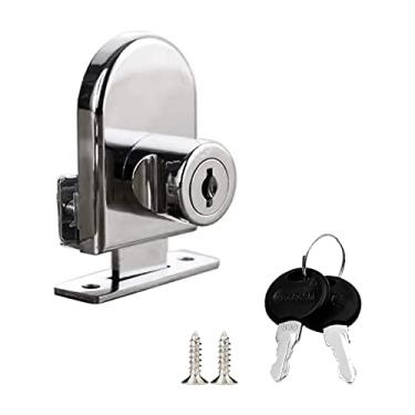 Imagem de Fechadura de vidro para armário de joias de liga de zinco, fechadura de vidro oval, fechadura de vidro sem furadeira, para espessura de vidro de 5 a 8 mm (prata, 408-1 peça)