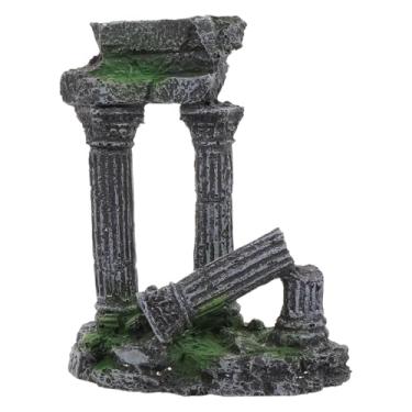 Imagem de Imitação De Coluna Romana Clássica Decoração De Aquário Antigo Caverna Do Tanque De Peixes Enfeites De Aquário Decorações De Esconderijo De Aquário Resina Rocha Barril De Vinho