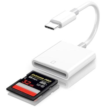 Imagem de Criello Leitor de cartão SD USB C, adaptador USB 3.0 de alta velocidade para cartão SD para iPhone 15 Pro Max, adaptador de câmera tipo C, visualizador de trilha para iPhone 15/iPad MacBook/Air iMac