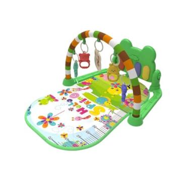 Imagem de Tapete de Atividades Musical para Bebê, Piano com Luzes, Chocalhos, 80x80cm, 3 Cores (VERDE)