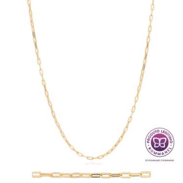 Imagem de Cordão Para Homens Rommanel Banhado A Ouro Tamanho 70cm Elo Cadeado Li