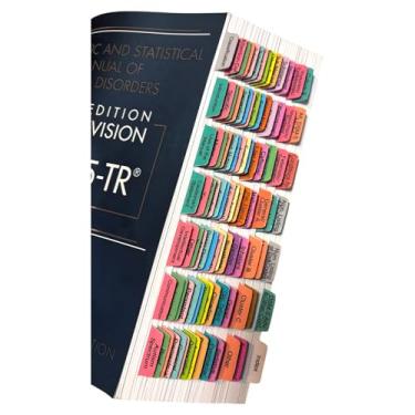 Imagem de Guias de livro laminadas para manual de diagnóstico e estatística de transtornos mentais, revisão de texto Dsm-5-tr 5ª edição. Codificado por cores e removível com cartão de alinhamento para fácil