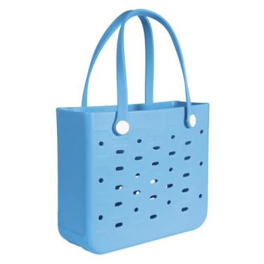 Imagem de PoVwlty Bolsa de praia de borracha média para homens e mulheres, bolsa de viagem para a praia, barco, piscina (azul bebê)