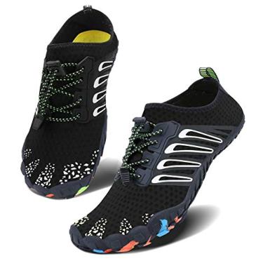 Imagem de Tênis masculino feminino para esportes aquáticos, sem cadarço, secagem rápida, para piscina, praia, surf, caminhada, parque aquático, 6 preto, 15 Women/14 Men