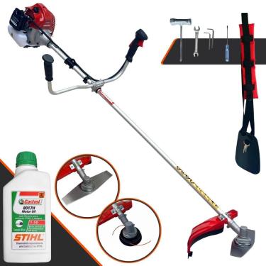 Imagem de Roçadeira Lateral À Gasolina Kawashima BCJ431L 43cc 1,7HP de Potência 2 Tempos Alta Rotação Completa Com Carretel + Faca 2 Pontas + ÓLEO STIHL 8017