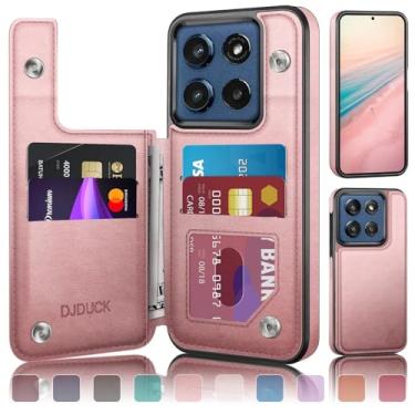 Imagem de DJDUCK Capa carteira projetada para Moto G Stylus 2025 com suporte para cartão, [capa de fecho magnético] [proteção de couro com bloqueio de RFID] à prova de choque feminina e masculina para Moto G