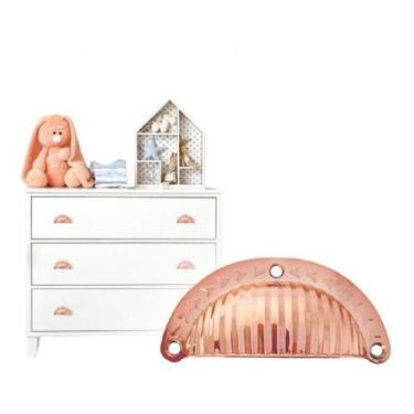 Imagem de 6 Puxador De Gaveta Armário Móveis Concha Rose Gold Colonial - Compras