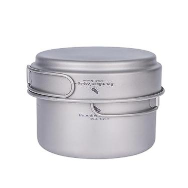 Imagem de Conjunto de panelas de titânio iBasingo com alça dobrável para acampamento ao ar livre, panela de sopa, frigideira, kit de bagunça ultraleve para piquenique, viagem, mochila, Small pot & pan (Ti1585I)