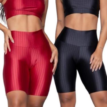 Imagem de Bermuda Fitness New Zig 3D Vekyo Kit Com Duas Cores Poliamida Cós Alto