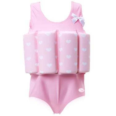 Imagem de Roupa de banho flutuante para bebês, infantil, flutuante, peça única, para meninas, rosa, 3 a 4 anos