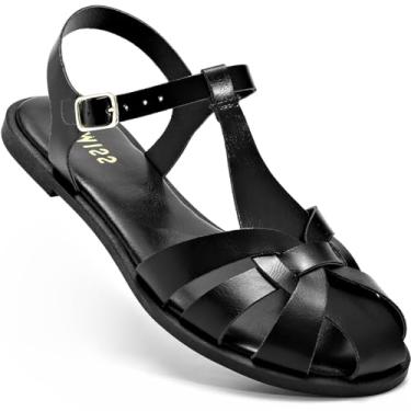 Imagem de Sandália Feminina Lumiss Rasteira Fisherman Confortável Fivela Bico Redondo preto40