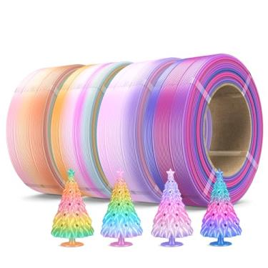 Imagem de SUNLU Pacote de refil de filamento PLA de seda 500 g, filamento de impressora 3D PLA Plus sem carretel, 4 pacotes, compatível com impressoras 3D Bambu Lab, 0,5 kg/rolo, total de 4 cores PLA Silk