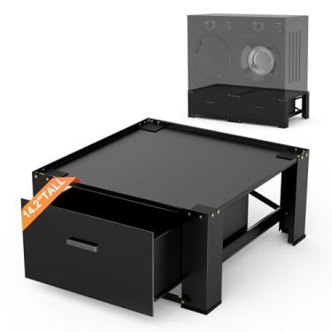 Imagem de SKM Suporte para máquina de lavar e secar – Pedestais de lavanderia de 71 cm para máquina de lavar e secar com painel superior, elevação de pedestal de aço resistente, elevação de altura de 35 cm em