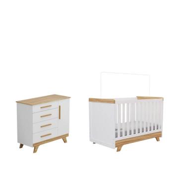 Imagem de Quarto Bebe Berço e Cômoda Moveis Peroba Retro MDF LS