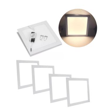 Imagem de kit 5 Painel plafon led quadrado slim 18w embutir 22cm alum
