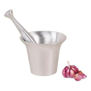 Imagem de Pilão Socador De Alho Almofariz Alumínio Batido Grosso 250ml - DIVIFOR