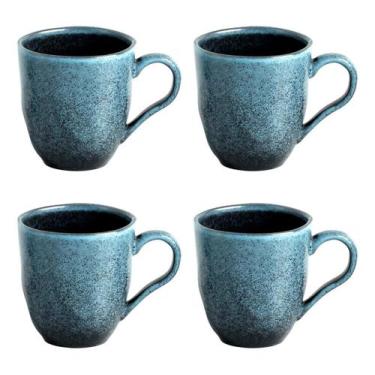 Imagem de Jogo De Xícaras Caneca Cerâmica 4pç Chá Café Petroleum 273ml - Porto B