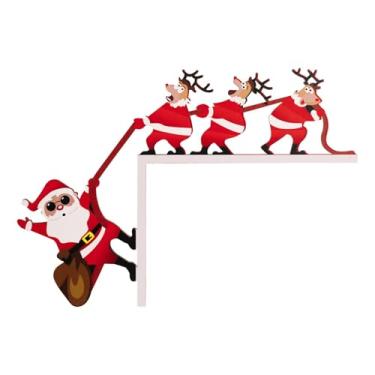 Imagem de KiBcsLic Decoração de porta de Natal, enfeite de placa de madeira, lindo enfeite de porta de canto de Natal para armário, gaveta de casa e quarto, para a Esquerda