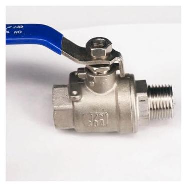 Imagem de WWECCQIJ Válvula esférica tipo 2 peças de aço inoxidável 304 fêmea para macho 1/5.1 cm BSPT 2,5 Mpa