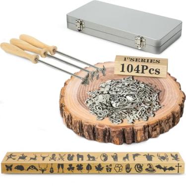 Imagem de 104 peças mini kit de ferro de marca, ferros de marca de aço inoxidável de 2,54 cm para madeira, couro, bife - com caixa de ferramentas e alfabeto, números (conjunto de 104 peças de caracteres