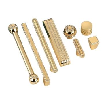 Imagem de CXYFQUUK Puxadores de armário dourados de liga de zinco puxadores de porta de cozinha puxadores de gaveta de armário para ferragens de móveis, 2 peças (6442 maçanetas)