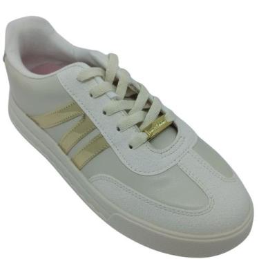 Imagem de Tênis Molekinha Menina Infantil com Glitter, Branco off, Dourado, 31