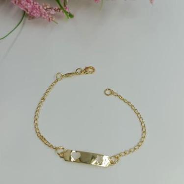 Imagem de Pulseira plaquinha coração 15cm folheado a ouro 501553 - SHEKINAH JOIA