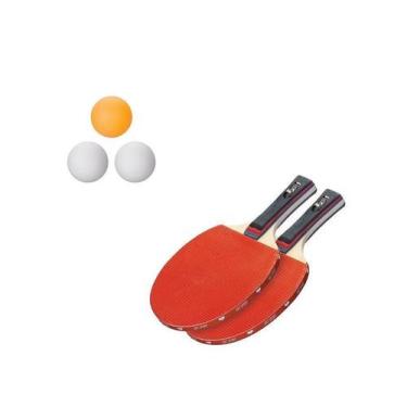 Imagem de Kit Raquete Tênis de Mesa 25cm Ping Pong com 3 Bolinha - Coisaria