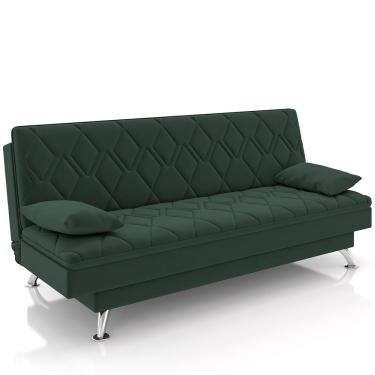 Imagem de Sofá Cama para Sala de Estar Quarto 193cm Lia M03 Veludo Verde Musgo - Lyam Decor